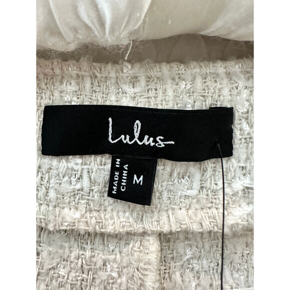 LULUS | Cream Tweed Textured Button Front Crop Top NWT | Size Medium - Picture 5 of 7